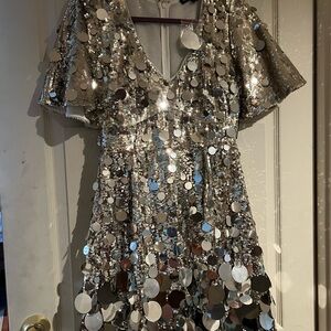 Boston Proper Shimmering Silver Sequin Dress